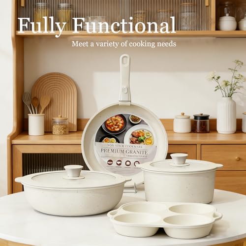 Ceramic Cookware Set, Pots and Pans Set Non stick, 21-Piece Induction Cookware, Non toxic Healthy Non Stick Kitchen Cooking Set, with Frying Pans Set, PFAS PTFE PFOA PFOS Free