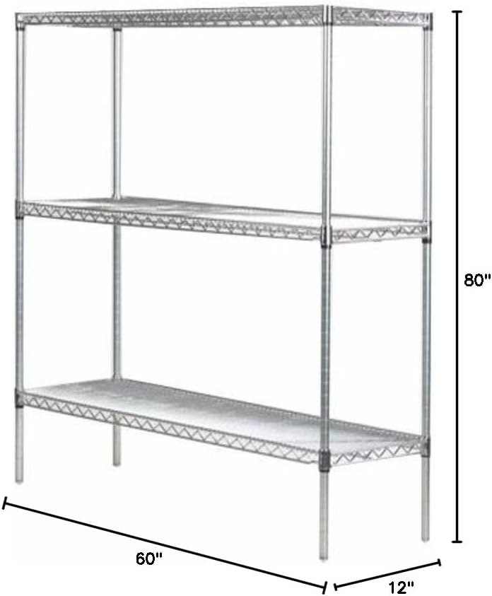 Omega 12" Deep x 60" Wide x 80" High 3 Tier Gray Starter Shelving Unit