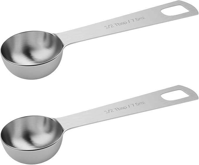 2PCS 1/2tbsp (1.5tsp, 7.5ml, 1/4oz) Single Measuring Spoon, Stainless Steel Individual Teaspoons Only