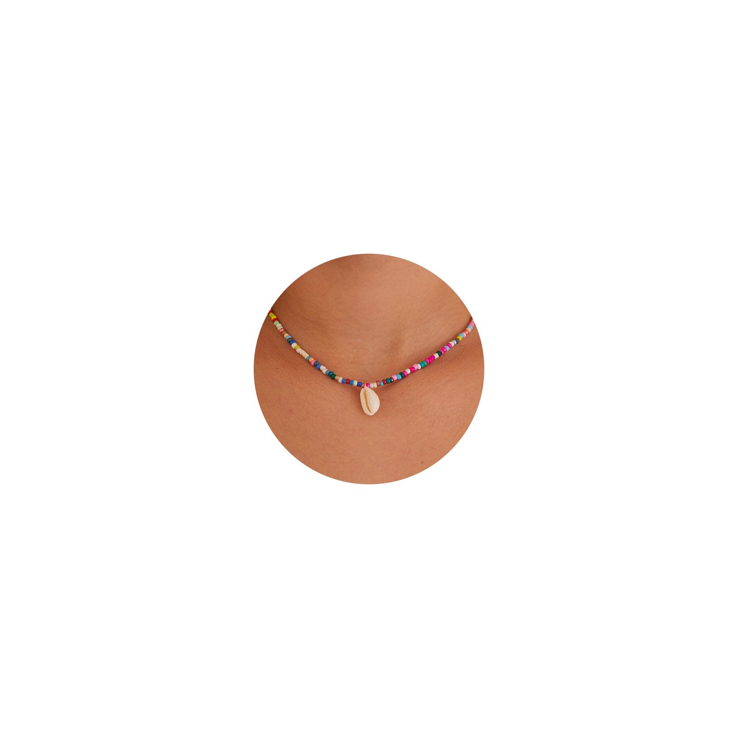 Plenky Gold Necklace for Women-Colorful Beaded Necklaces 14K Gold Plated Bohemian Choker Conch Shell Beachy Jewelry for Women Gifts