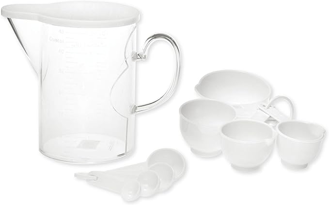 Measuring Cups and Measuring Spoons Set of 10 Pieces, Supreme Housewares Plastic Multi-Purpose Home Essentials Cooking, and Baking Tools BPA Free Dishwasher Safe for Liquid and Dry (White)