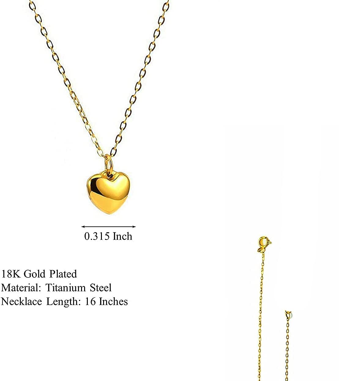 LUUK LIFESTYLE Filigree necklace with heart pendant and HAPPINESS gift card, minimalist fashion accessory, jewelry to offer, proof of love, trendy stylish fashion, adjustable 19” length, gold