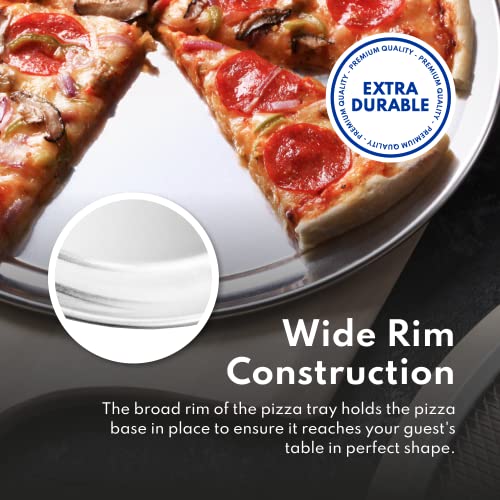 New Star Foodservice Restaurant-Grade Aluminum Pizza Pan, Baking Tray, Coupe Style, 16 Inch