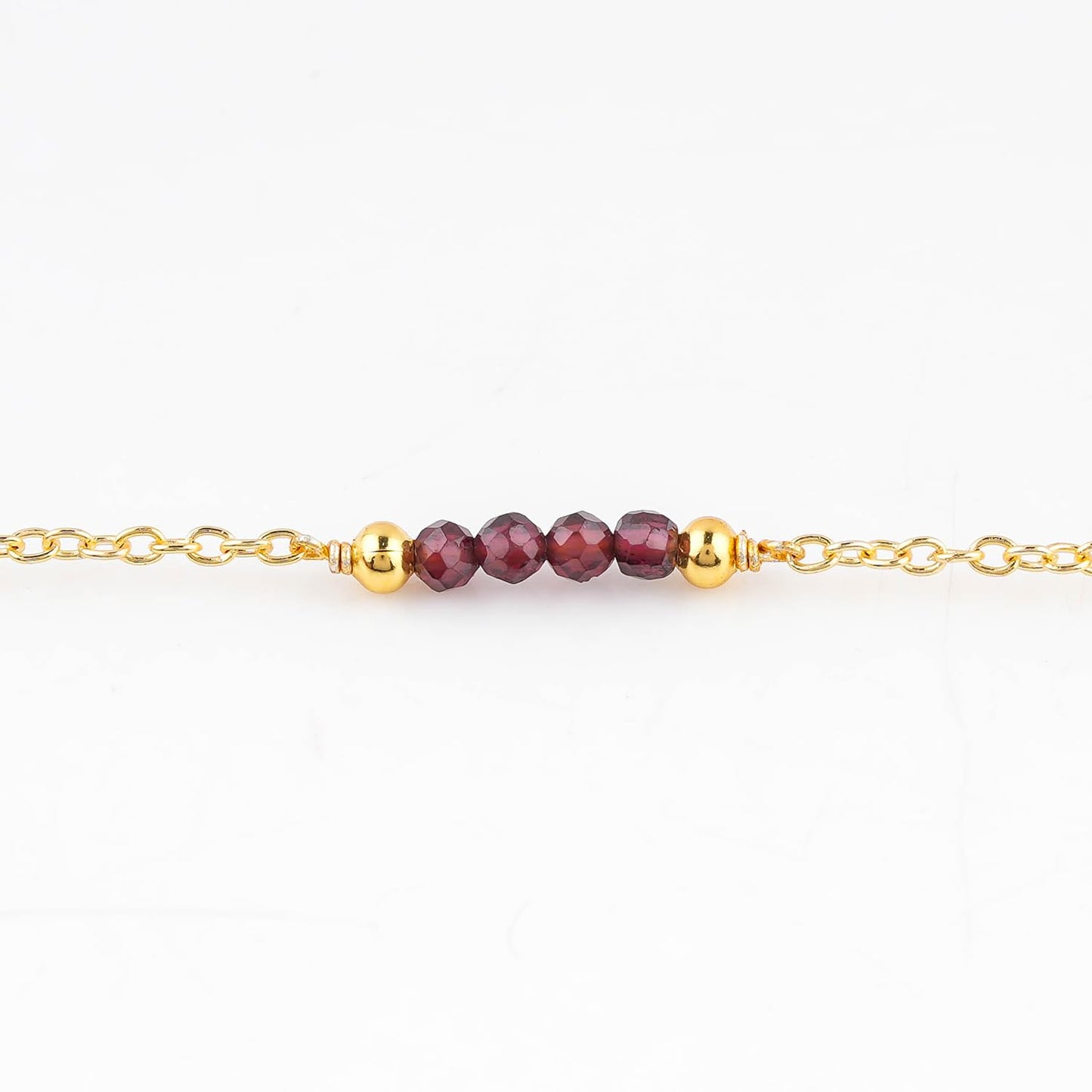 CRYSTALINES Natural Garnet Gemstone Beads, Handmade Station Dangle Star Charms Anklet, 14K Gold Plated, Adjustable Fashion Boho Jewelry for Women, Healing Crystals, Christmas Gift