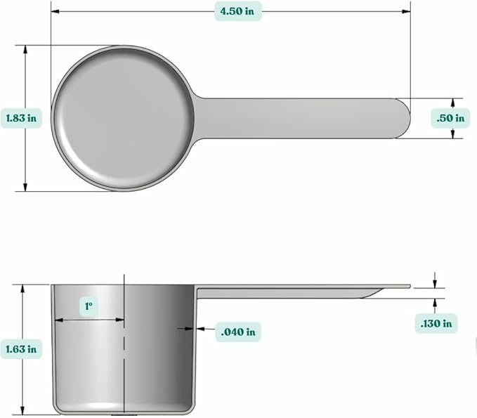 1/4 Cup (4 Tablespoon | 2 Oz. | 60 mL) Long Handle Plastic Measuring Scoop for Coffee, Protein Powder, Pet Food, Spices, Grains, Dry Goods – Food-Grade BPA-Free (Pack of 1)