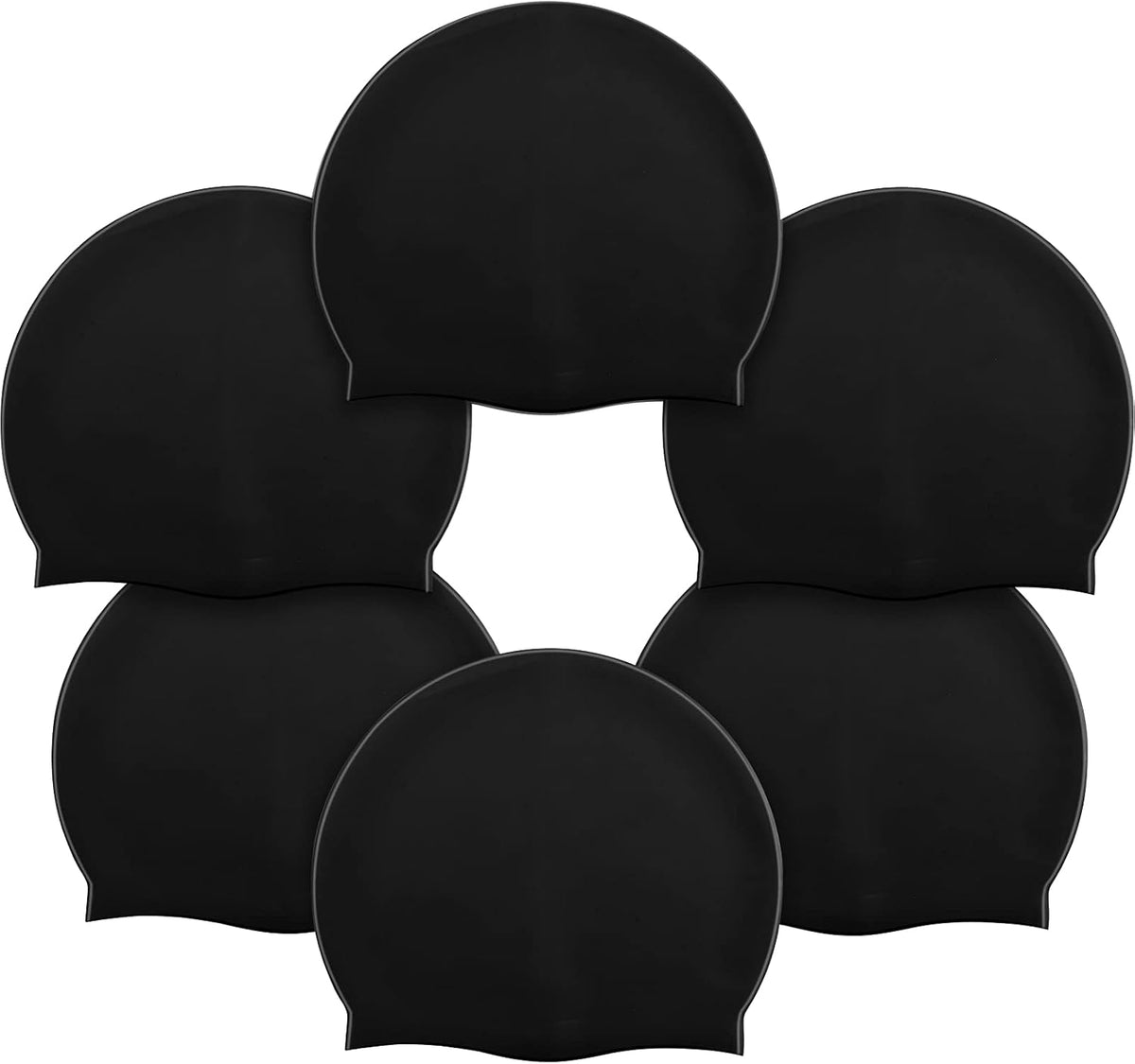 Syhood 6 Pieces Unisex Adult Silicone Swim Cap Waterproof Swimming Hat Non Slip Pool Hat Elastic Silicone Cap for Long and Short Hair