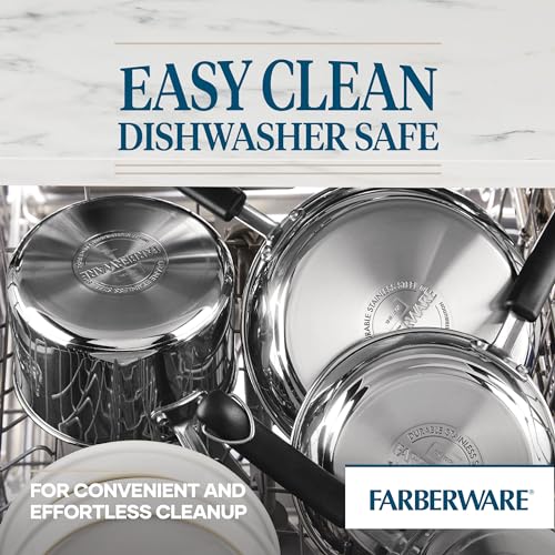 Farberware Brilliance Dutch Oven Pot with Lid, 5 Quart, Stainless Steel
