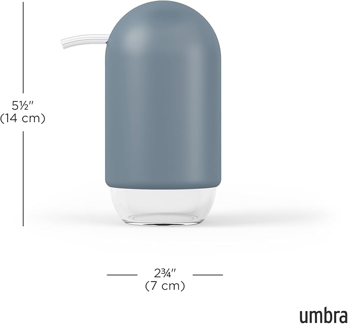 Umbra Touch Hand Soap Dispenser, Plastic Liquid Pump Bottle, Durable and Refillable for Bathroom or Kitchen Sink, Slate Blue