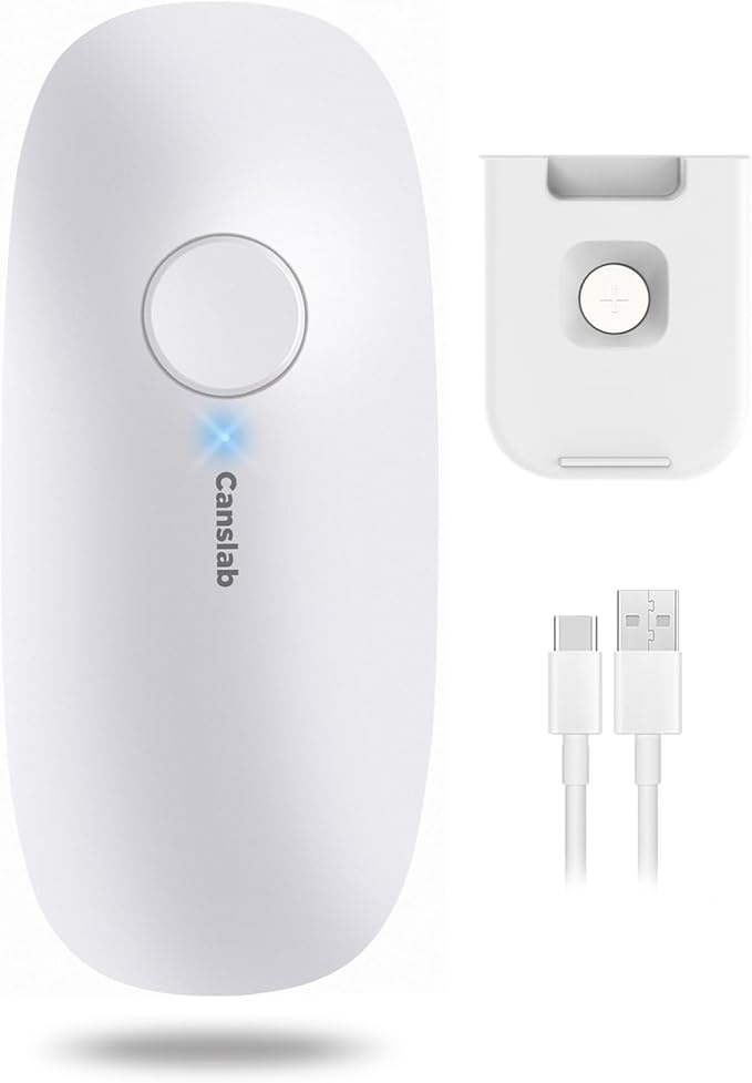Canslab Ultrablade - USB Rechargeable Electric Can Openers for Senior with Arthritis- Automatic Kitchen Can Opener for Any Size Can, Smooth Edge, Small Handsfree One Touch Opener, Wall Mounted,White