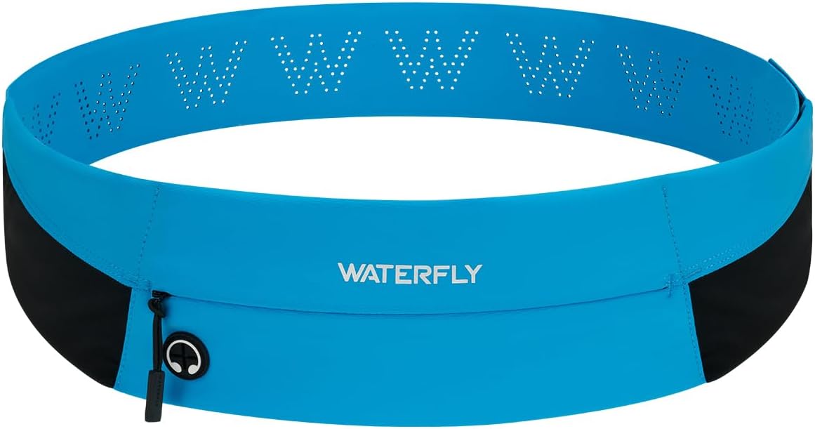 WATERFLY Running Belt Fanny Pack: Slim Waist Bag for Men Women, Workout Fitness Phone Holder for Exercise Marathon Jogging-Blue