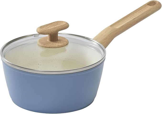 GoodCook Healthy Ceramic Titanium-Infused 2 Quart Saucepan with Lid, Light Blue – Induction Cookware, Nonstick Cooking Pan, Food Cooker for Soups, Sauces, Potatoes, Pasta, Rice