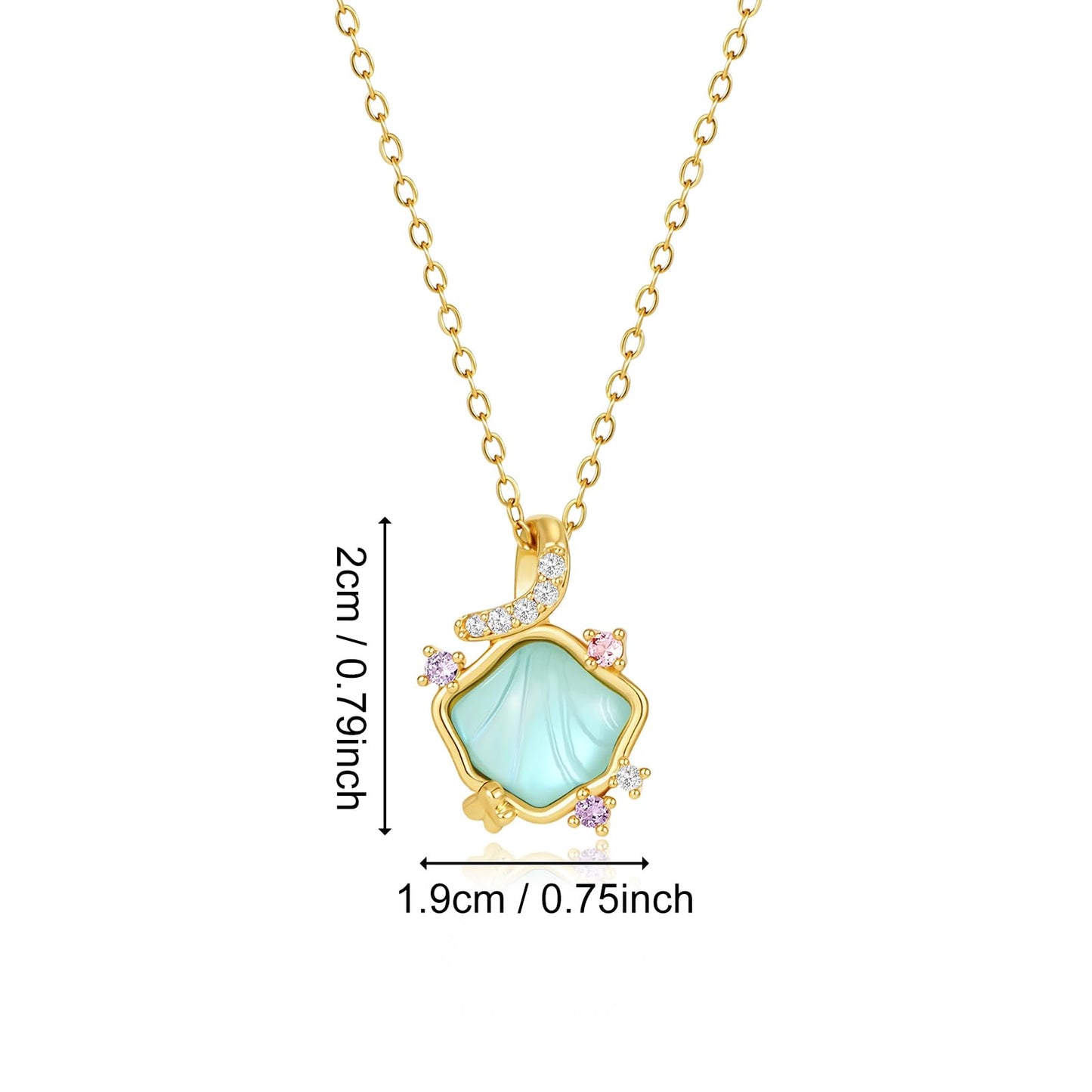 Blue Resin Mother Of Pearl Seashell Necklace-Gold Plated CZ Shell Necklace Beach Jewelry For Women Valentine's Day Mother's Day Christmas Birthday Gifts