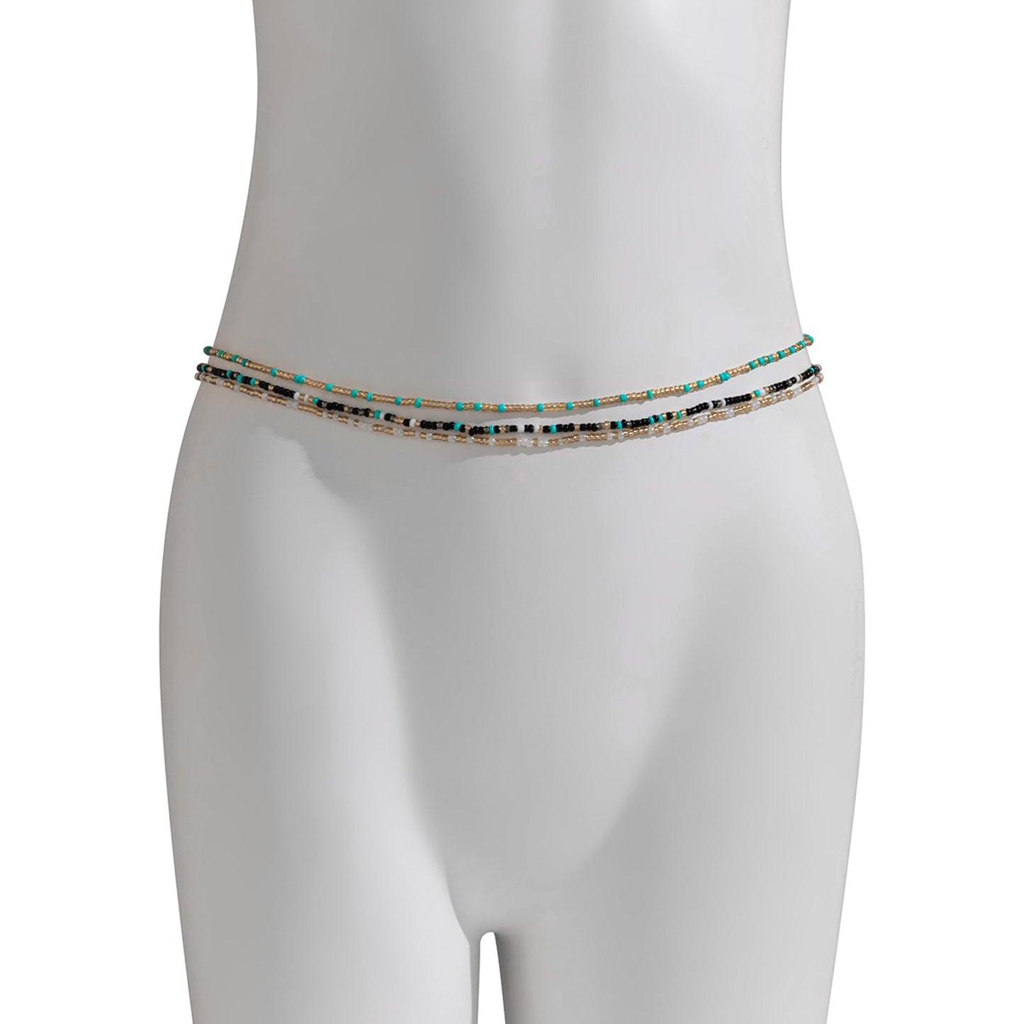 3Pcs/Set Boho Elastic Beads Waist Chains Jewelry Summer Beach Seed Beaded Belly Chain Jewelry Bikini Sexy Bead Waist Body Jewelry for Women (Blue)