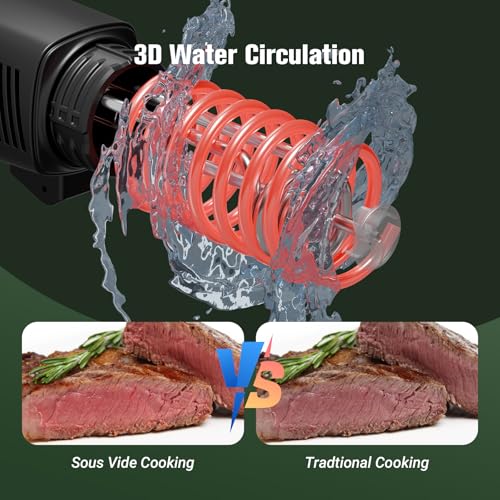 2.4g Wifi Sous Vide Cooker CharMeter Sous Vide Machine CSV-100-W, 1000 Wattts Sous-Vide Cooker Immersion Circulator App Control with 14 Preset Recipes, Calibration Function,Fast-Heating with Timer