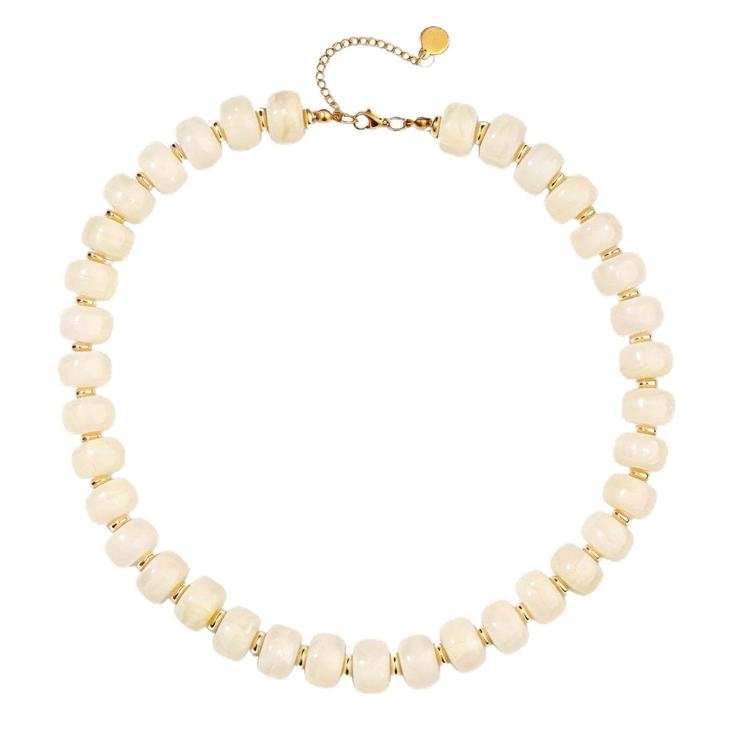 joymiao Beaded Necklace for Women Chunky Necklace White Big Bead Necklace Choker Beach Necklaces for Women Summer Jewelry Gift