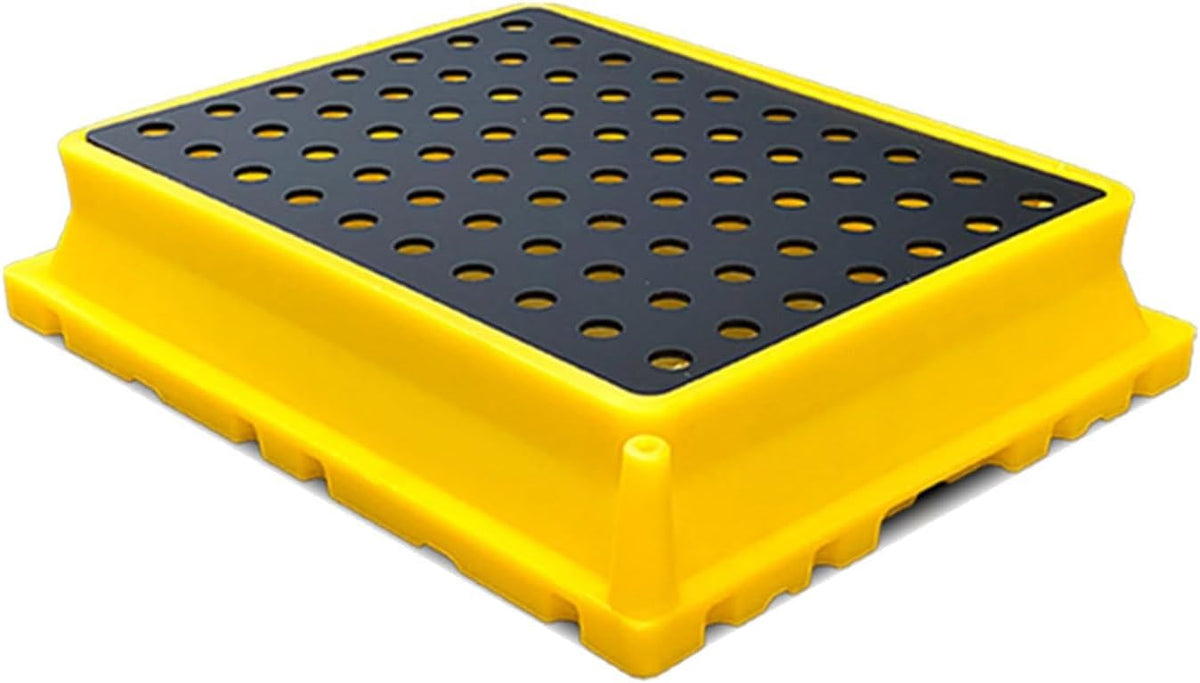 2 Drum Containment Spill Pallet, Polyethylene Low Profile Paint Bucket Tray, Industrial Garage Storage Detachable Shipping Leakproof Platform (Color : Yellow-1 Pack, Size : 20.9"x16.1"x4.7"