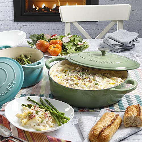 Crock Pot Artisan Enameled Cast Iron Braiser W/Lid, 5-Quart, Pistachio