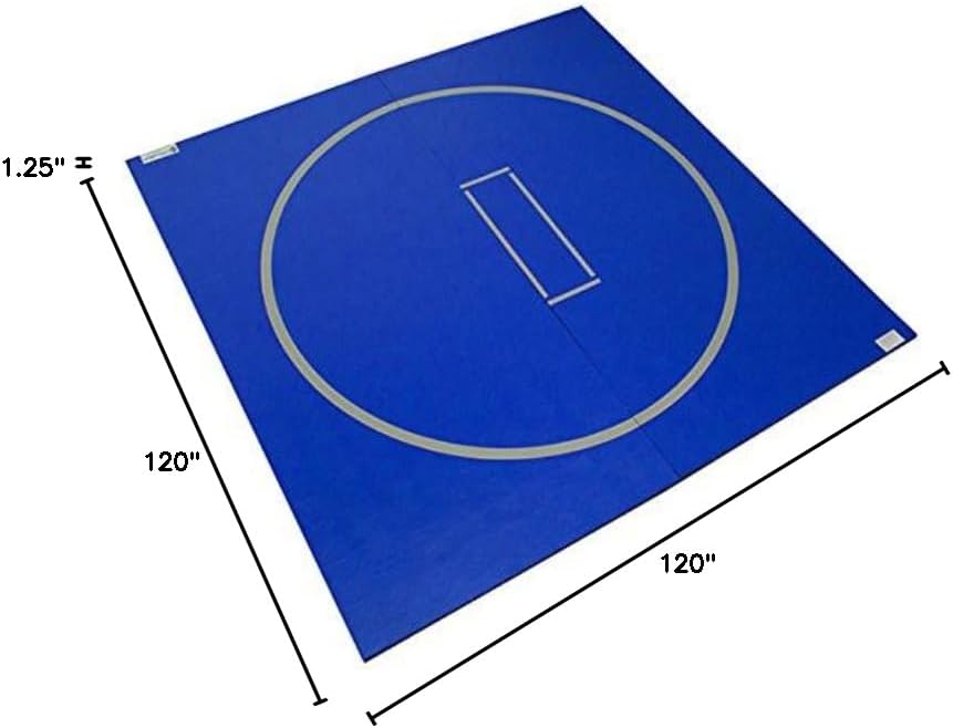 Dollamur 10'x10' Wrestling Mat, Navy, Gymnastics, with Circles
