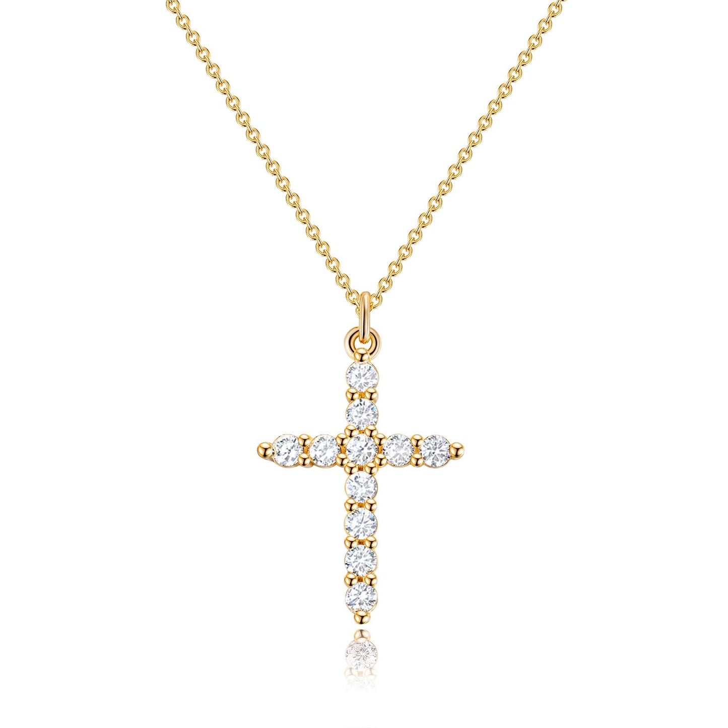 Robaice Cross Necklace for Women 14K Gold Plated Cross Pendant Necklace Simple Gold Necklaces Faith Cross Jewelry First Communion Necklace, Gold