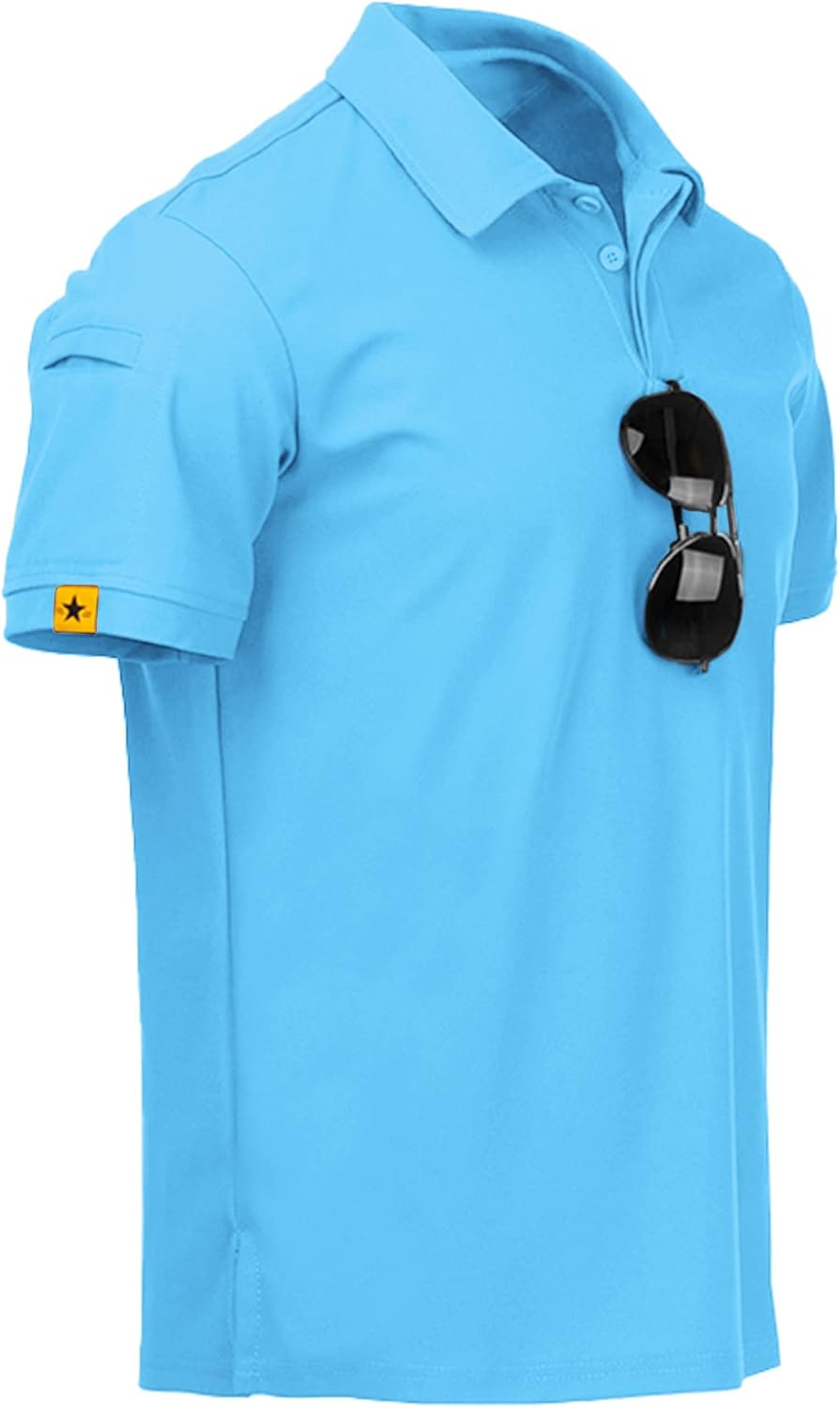 ZITY Mens Polo Shirt Short Sleeve Sports Tactical T-Shirt Athletic Golf Polos Daily Casual Stylish Collared Shirts for Men