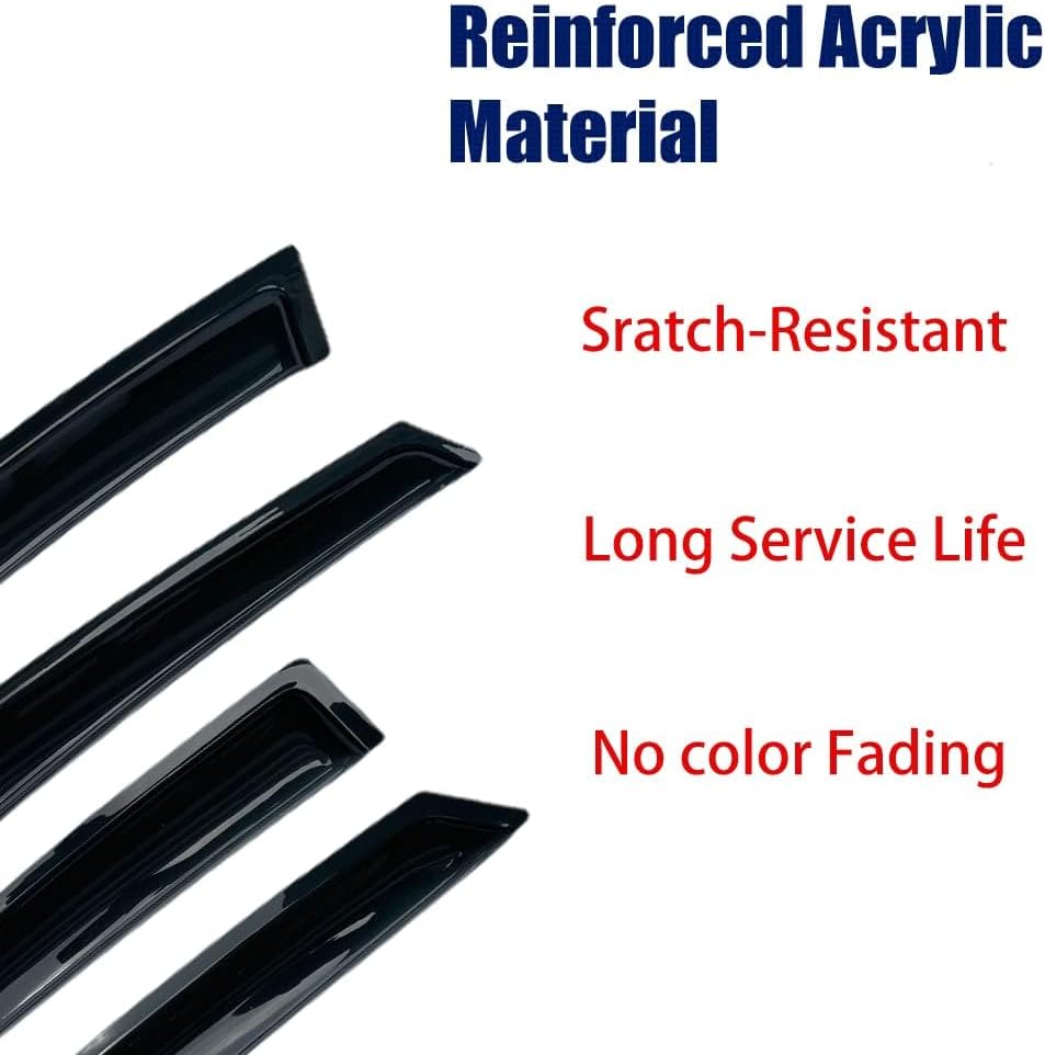 94039 Original Side Window Visors Wind Vent Deflector fit for 2007-2016 Mitsubishi Lancer,4pcs Outside Mount Style Dark Smoke Nice Sun Rain Guards Set
