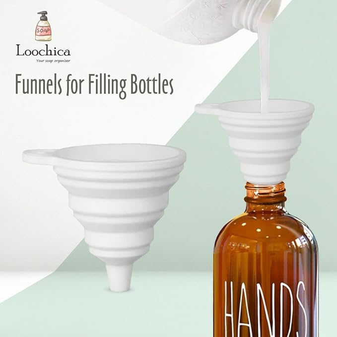 LOOCHICA Hand Amber Glass Soap Dispenser with Pump, Amber Hand Soap Dispenser, Refillable Reusable Apothecary Soap Pump Dispenser Bottles for Bathroom and Kitchen Use