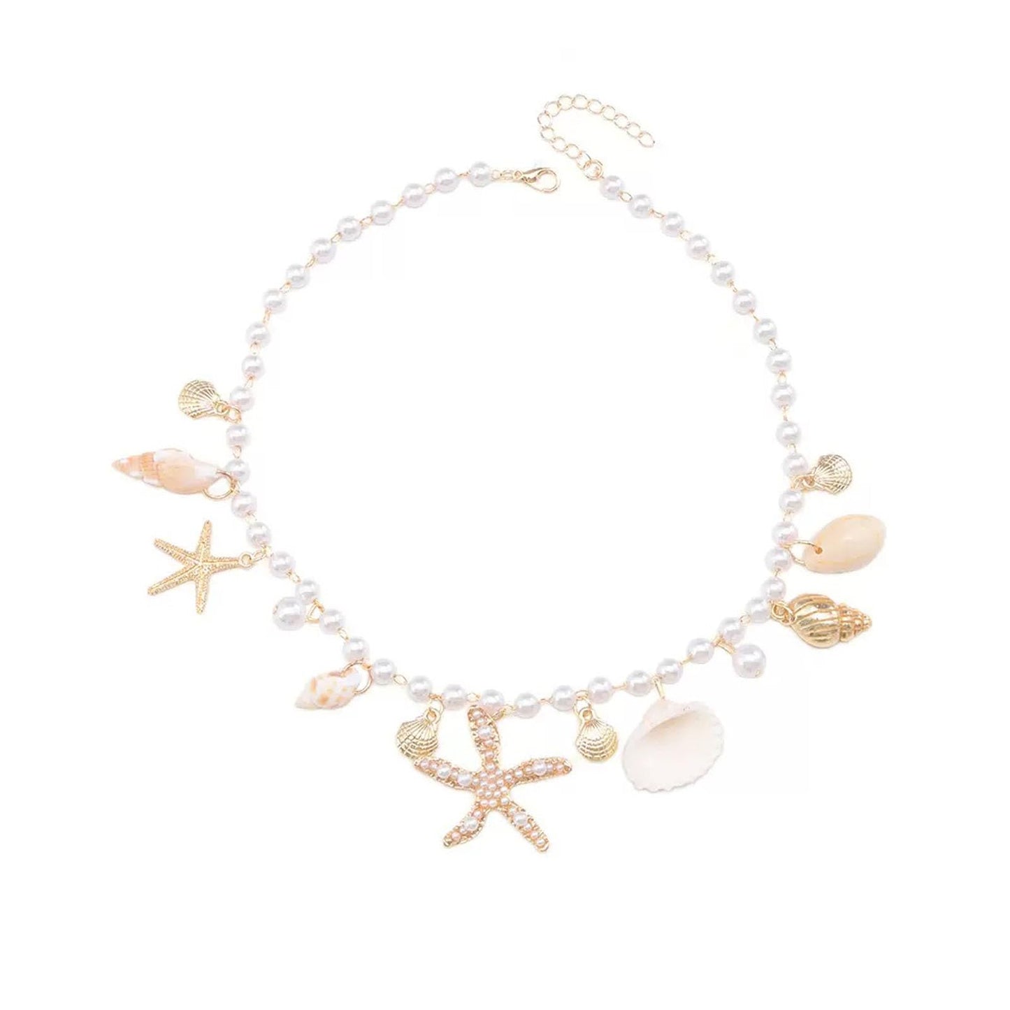 Snogisa Seashell Necklace for Women Adjustable seaside vacation necklace Summer Beach Necklace,Beach Vacation Essentials Halloween Costumes Ocean Jewelry Accessories for Women,Boho Hippie, Christmas Gift for Women (Little starfish)