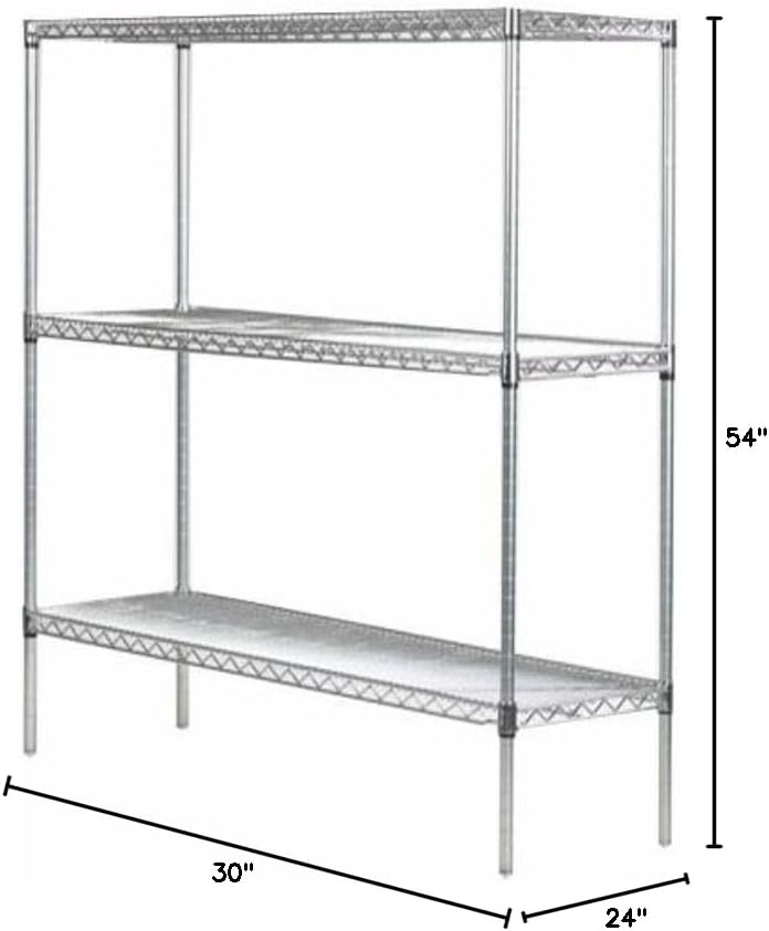 Omega 24" Deep x 30" Wide x 54" High 3 Tier Chrome Starter Shelving Unit