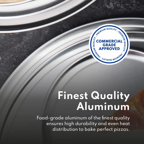 New Star Foodservice Restaurant-Grade Aluminum Pizza Pan, Baking Tray, Coupe Style, 16 Inch