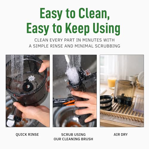 Kuvings AUTO10 Cold Press Juicer Machine – Self-Feeding for Hands-Free Use – Easy to Clean, Quiet 240W Motor, 100 oz Large Masticating Juicer – Designed for Silky Juice with Low Pulp – Silver