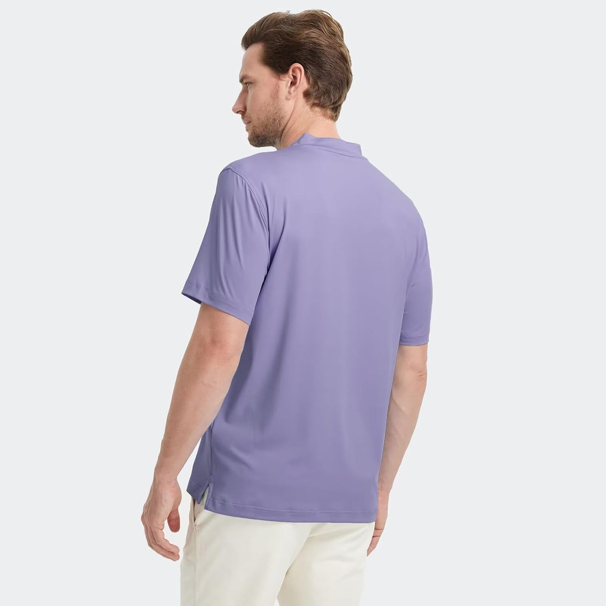 M MAELREG Collarless Golf Shirts for Men Dry Fit Moisture Wicking Performance Solid Casual Mens Henley Shirts Short Sleeve
