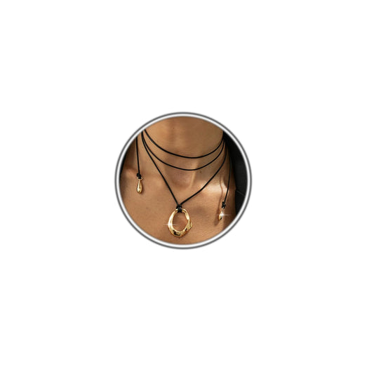 Hcrohihit Chunky Hollow Pendant Necklace for Women,Trendy Charm Big Circle Necklace Boho Punk Cowgirl Outfits Western Accessories (C-GD)