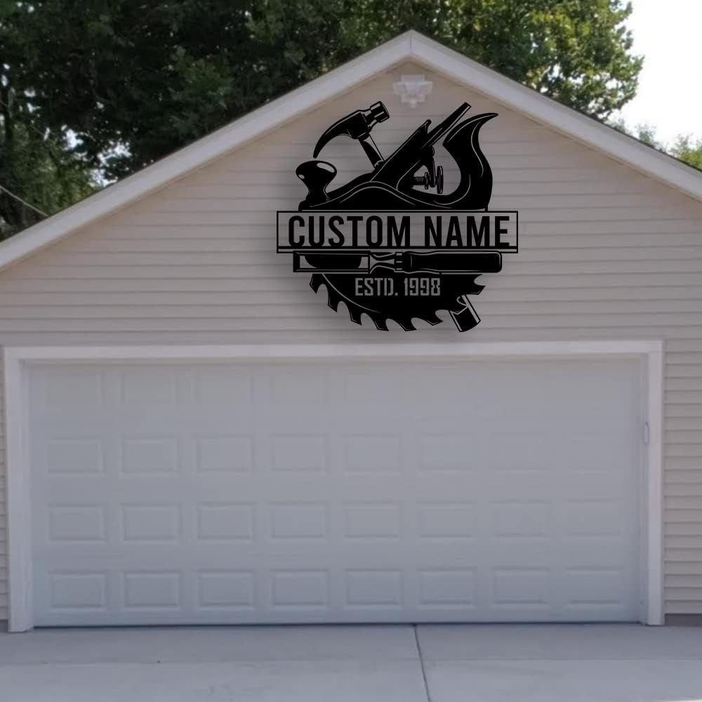 Personalized Dad's Garage Metal Sign - Papa's Workshop Sign for Dad Mechanic - Custom Name for Men, Boyfriend, Fathers Day