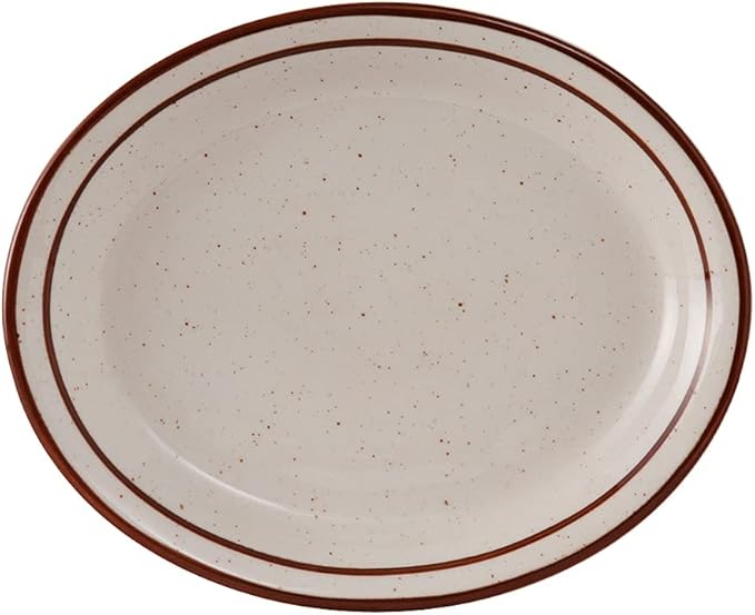 Tuxton China TBS-013 Platter, 11-1/2" x 9-1/8", Oval, Narrow Rim, Microwave and Dishwasher Safe, Oven Proof, Fully Vitrified, Ceramic, Bahamas, Pack of 12