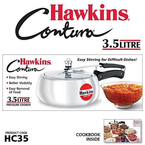 Hawkins 3.5 Litre Contura Pressure Cooker, Handi Inner Lid Cooker, Silver (HC35)