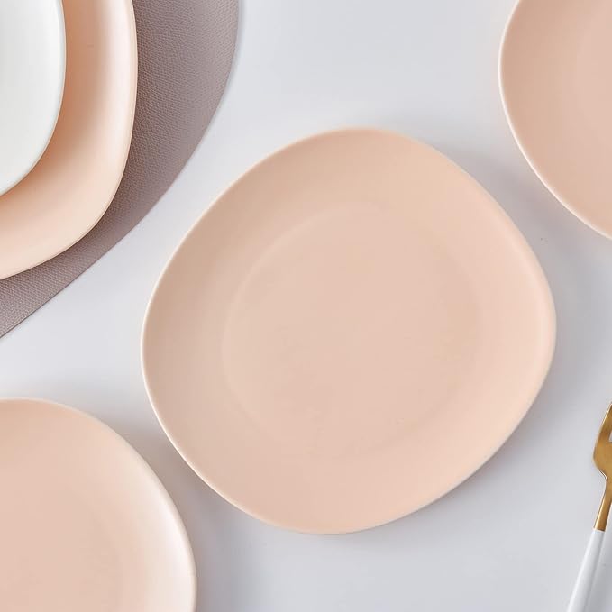 Stone lain Delilah Salad Plate 6-Piece Dish Set, Porcelain, Pastel Orange, 6 Salad Plates