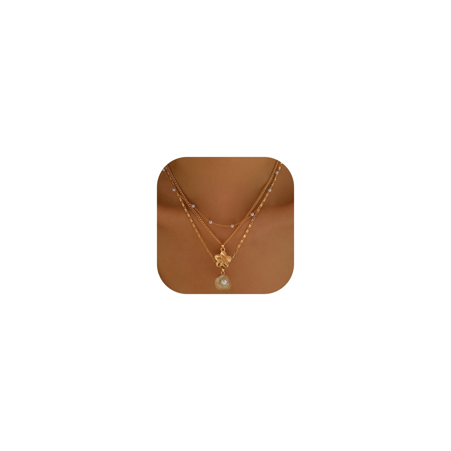 Gold Starfish Shell Necklace for Women Boho Layered Seashell Conch Shell Pearl Pendant Necklaces Set Bohemain Starfish Beach Necklaces Stack Beachy Summer Jewelry Outfits Accessories