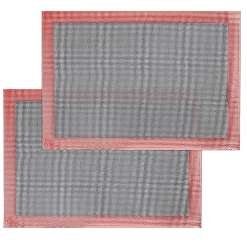 Amyandone Silicone Baking Mat with Microperforated, 2 PCS Perforated Baking Mats/Oven Liners for 13" x 18" Half Sheet Pan, Reusable Air Mesh Silicone Mat for Cookie/Eclair/Bread/Pizza/Pastry