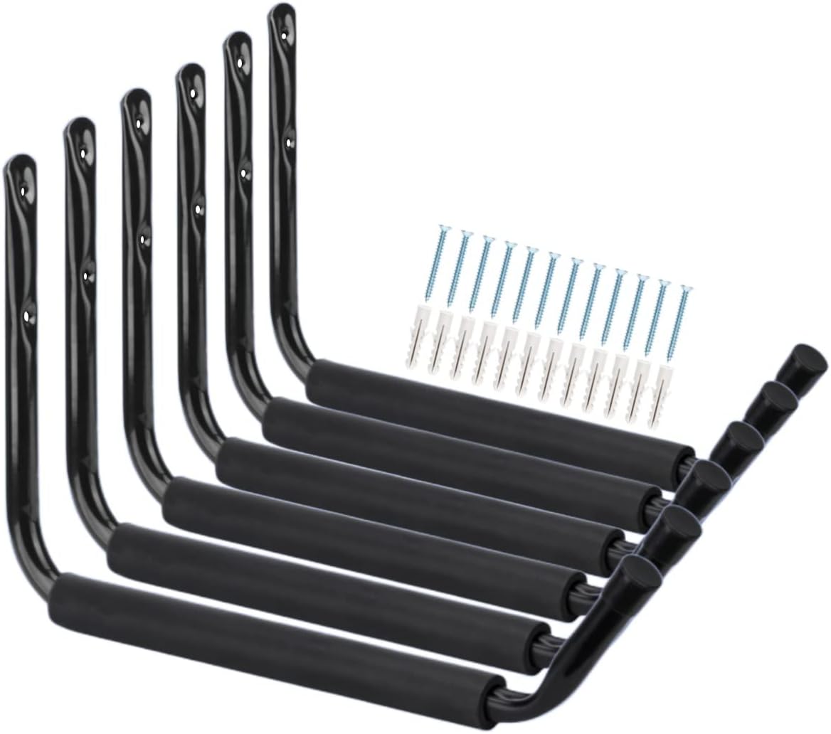 Heavy Duty 13 Inches Jumbo Arm Indoor Outdoor Storage Wall Hooks, Garage and Garden Steel Organizer Rack, 6 Pack Garage Storage Hooks