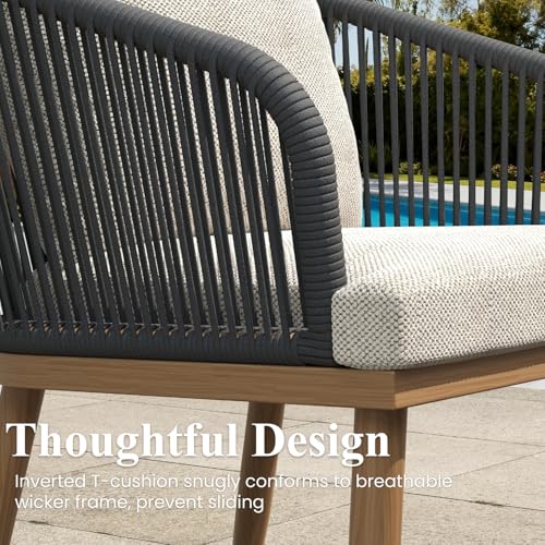 LayinSun 11 Pieces Outdoor Patio Dining Set, Aluminium Rectangular Dining Table and Wicker Rattan Chairs Set for Outside Backyard, Poolside