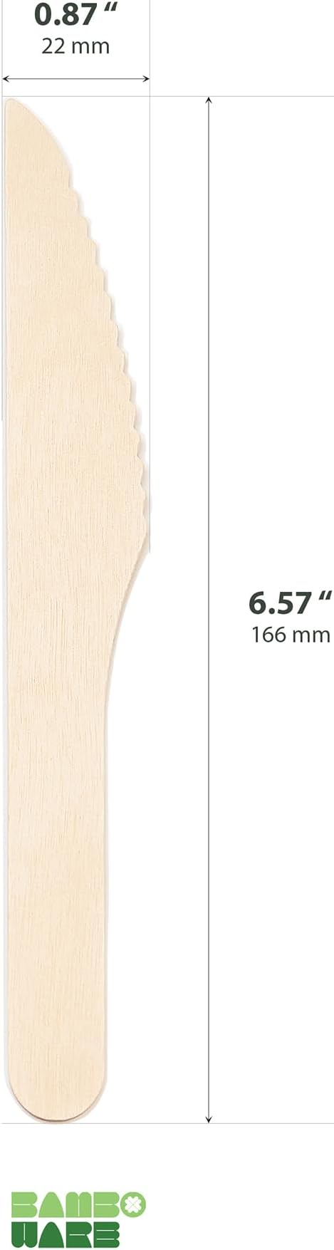 Wooden Knives 1000 Pieces Bulk Pack | Heavy-Duty Birch Wood Disposable Knives | Eco-Friendly, Sharp & Reliable for Catering, Restaurants, and Events