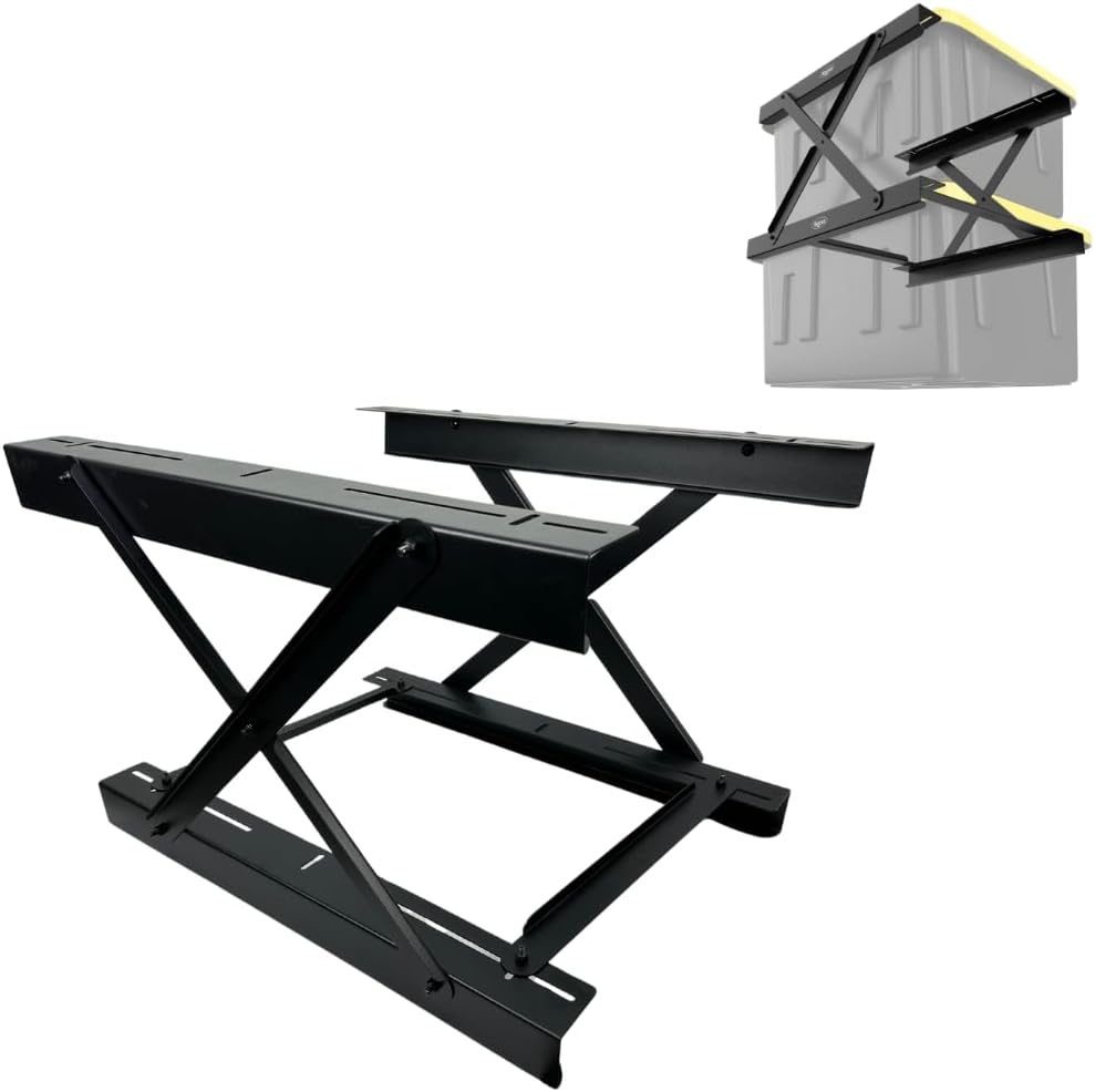Koova Dual Rail Heavy Duty Overhead Garage Storage System - Stacking Overhead Storage Rails, Made in USA, Easy Installation, Hardware Included, Tote Bin Storage Solution