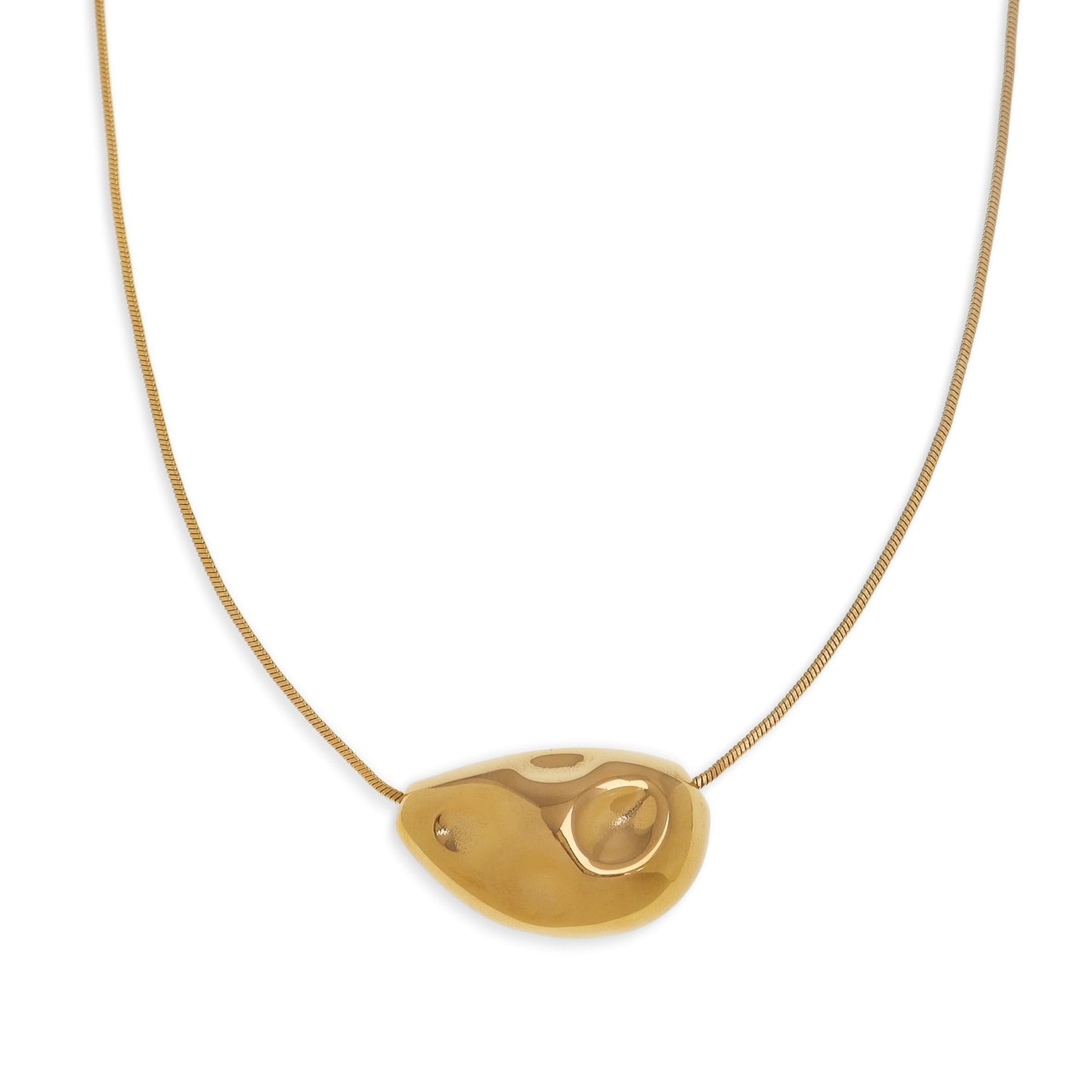 Frigotine Chunky Golden Teardrop Pendant Necklace for Women, Trendy Statement Thick Adjustable Hammered Hollow Long Chain Necklaces Fall Winter Prom Jewelry Gift