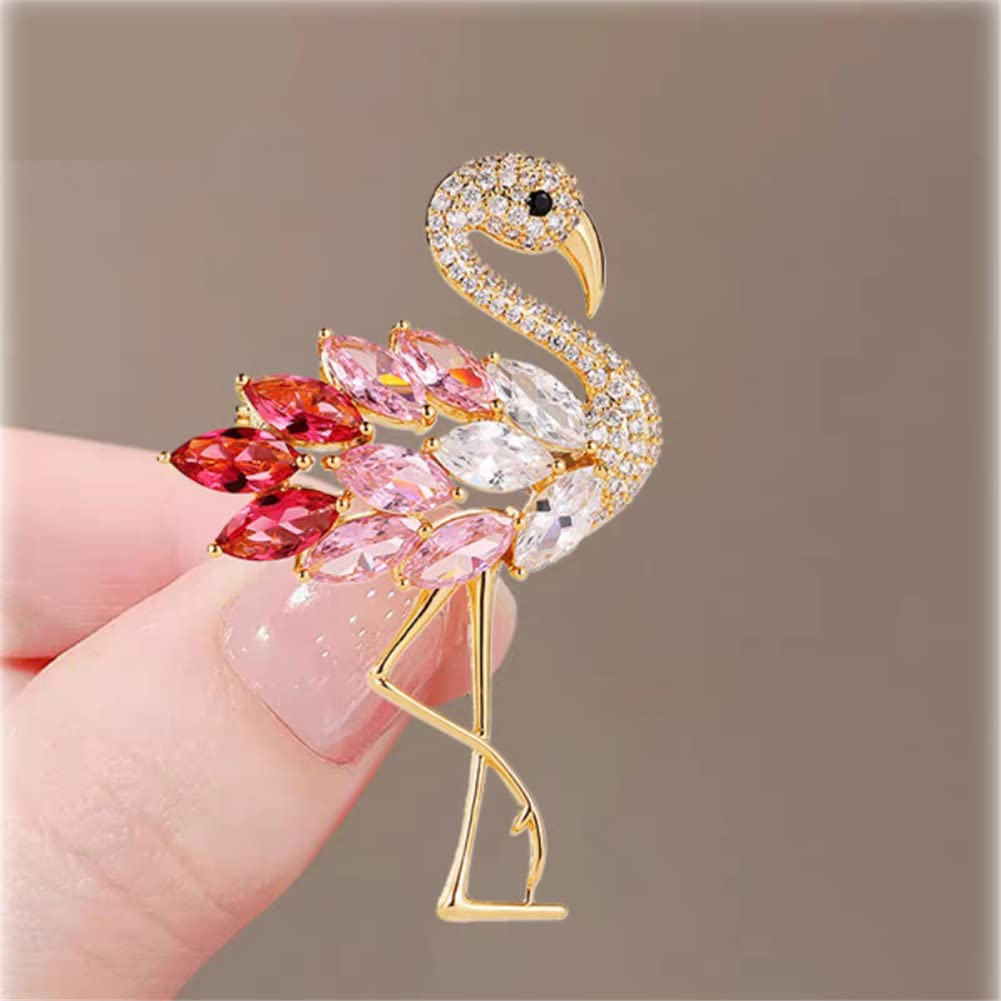 Flamingos Wild Animal Brooch Lapel Pin Women's Rhinestone Crystal Graceful Enamel Bird Brooch Brooch Pin for Women Girls Fashion Dress Hat Bag Suit Tie Wedding Accessories Jewelry Gift for Women Girls