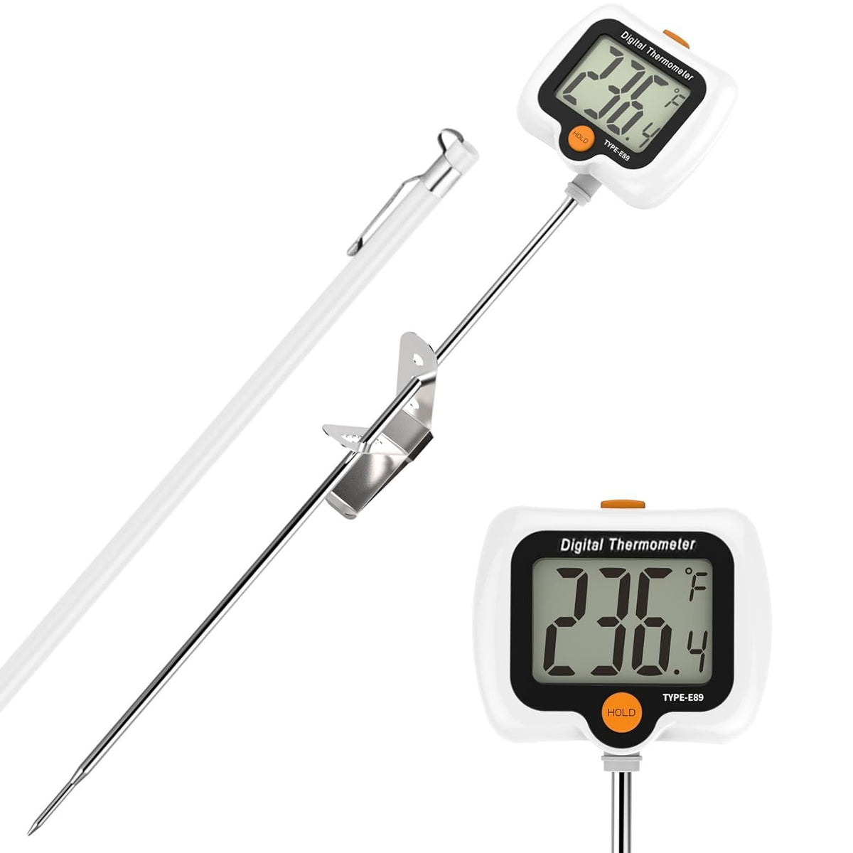 Candy Thermometer for Candy Making with Pot Clip,Best Instant Read Thermometer Digital for Cooking, Baking, Candy and Cheese Making – 10 Inch Probe, Large Rotating LCD Display, Essential Baking Tool