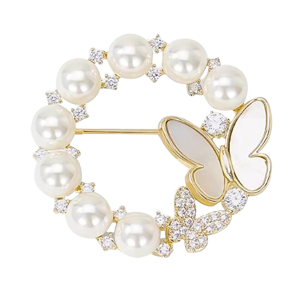 JKQBUX Chic Pearl Crystal Brooch Pins for Women Girls Fashion Shawl Pin Corsage Brooch Party Ceremony Accessories Dance Banquet Pins