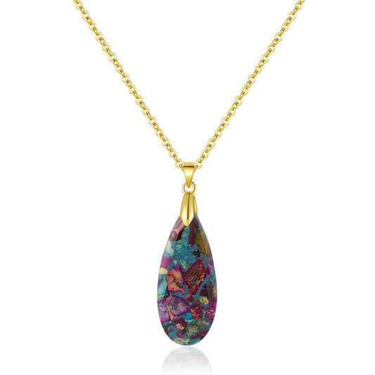 Sriomu Natural Stone Chain Necklaces (Color Blue - Gold)