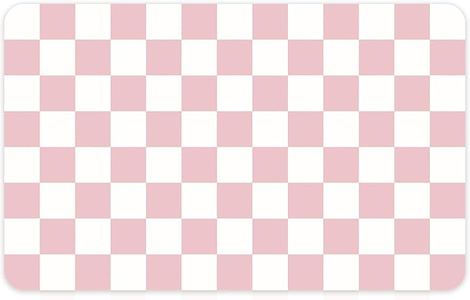16" x 24" Checkered Dish Drying Mat for Kitchen Counter, Absorbent Coffee Bar Mat for Espresso Machine Coffee Countertops Accessories, Pink