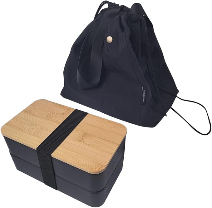 Bento Box Adult Lunch Box Set with Bamboo Lid, Compartments, Divider, Insulated Bag, Utensils, Bento Lunch Box, Microwavable - Japanese Style Lunchbox