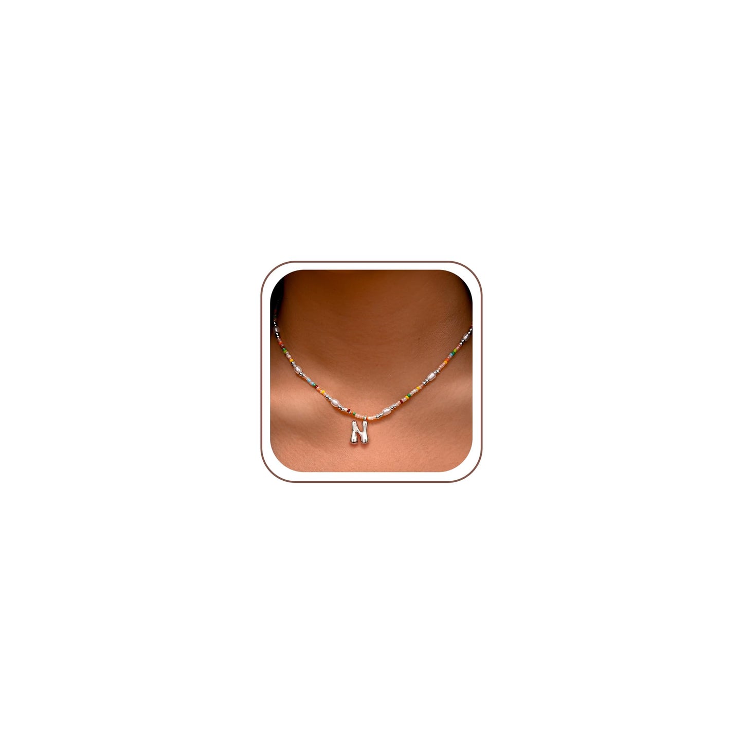 Ritach Initial Necklaces for Women - Letter Necklace Initial N Necklaces for Women Trendy Dainty Silver Necklace for Women Jewelry
